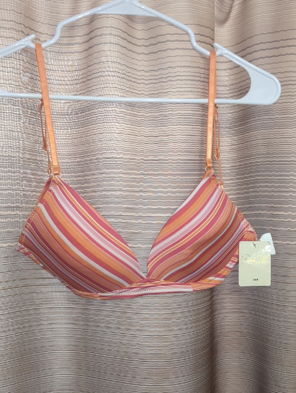 Rene Rofe Striped Pink & Orange Push-Up Bra